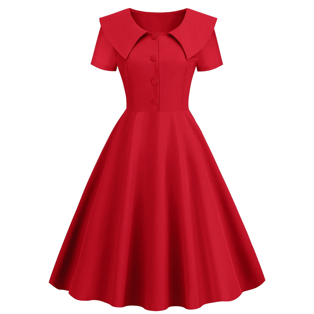 1950s Retro Vintage Party Swing Dress Elegant Rockabilly Short Sleeve Pin Up Dress