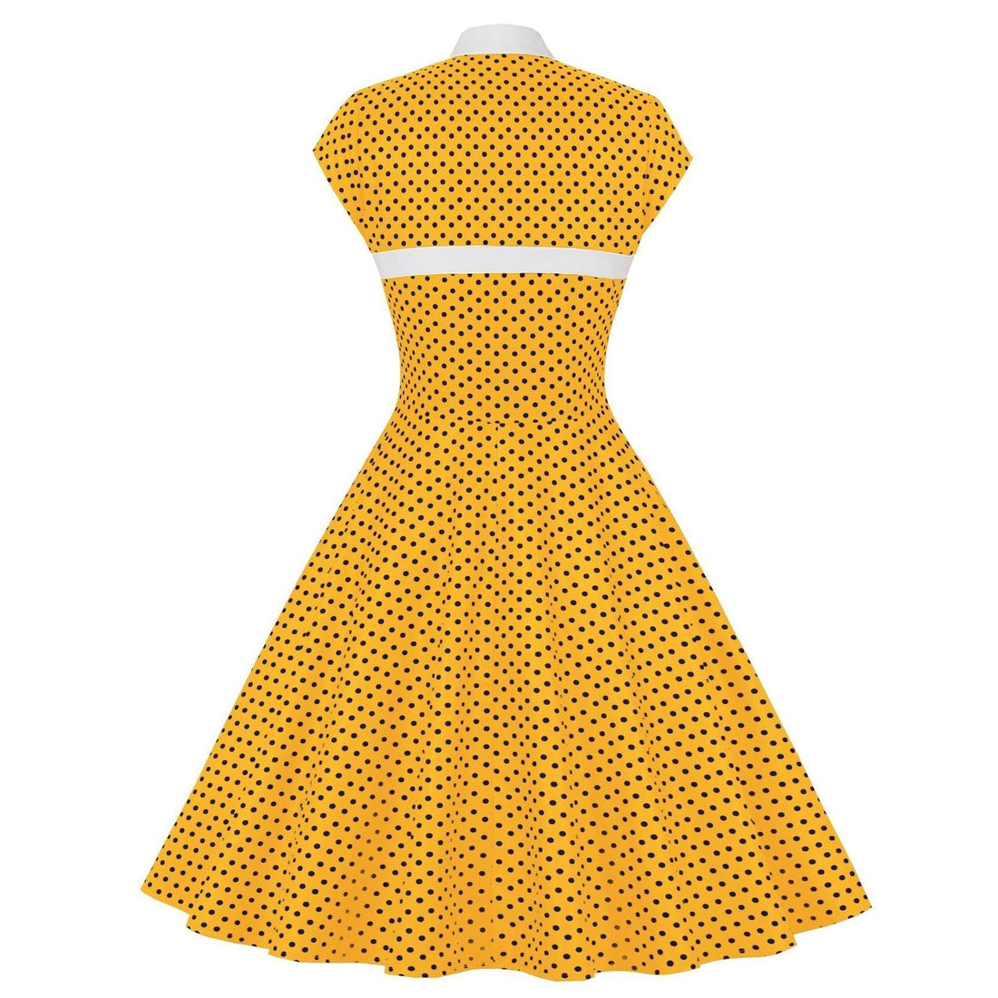 Women's High Neck Cutout Front Polka Dots 1950s Vintage Formal Dress