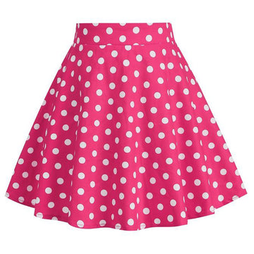 Girls Vintage Polka Dot Skirt 50s Flare A-Line Pleated 50's Skirt