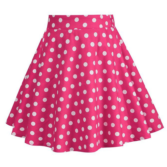 Girls Vintage Polka Dot Skirt 50s Flare A-Line Pleated 50's Skirt