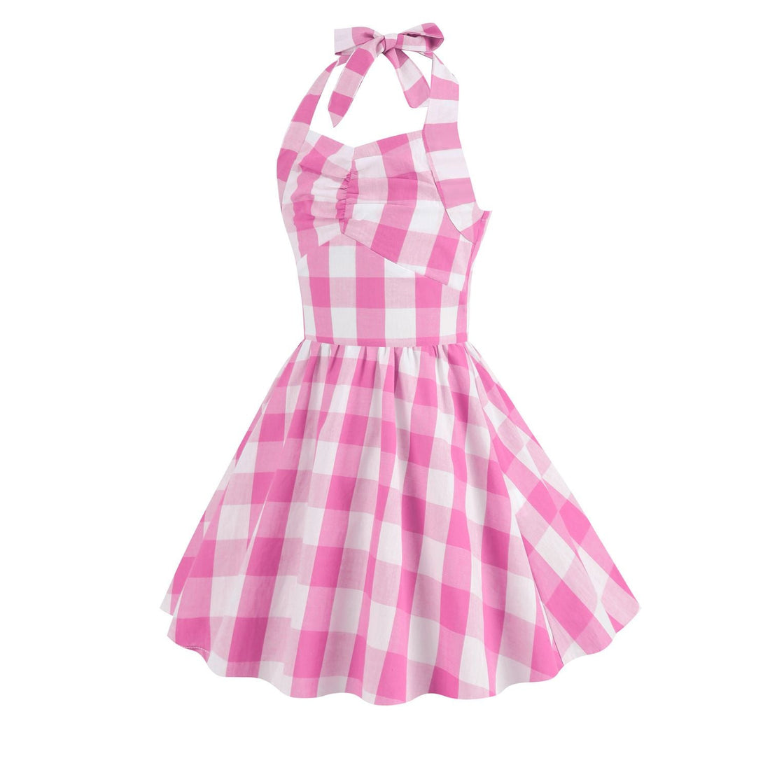 Kid Girls 50's Vintage Plaid Dress A Line Halter Neck Audrey Hepburn Dress
