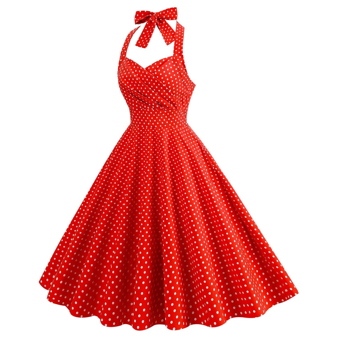 Women 1950s Halter Polka Dot Halter Cocktail Swing Pinup Dresses