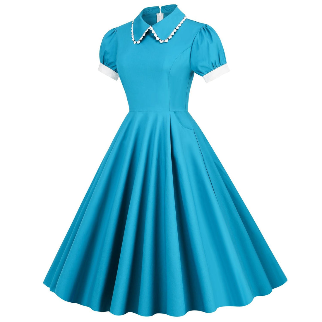 Women 50s Vintage Cocktail Swing 1950s Retro Rockabilly Dress Short Sleeve