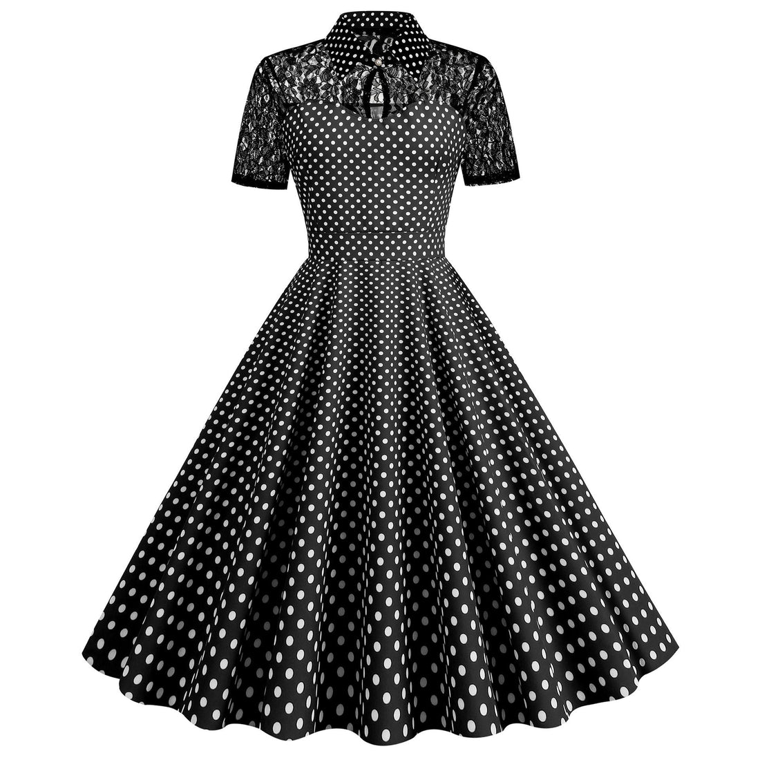 Women Pink Vintage Polka Dot 1950s Rockabilly Audrey Dress Floral Cocktail Swing Dress