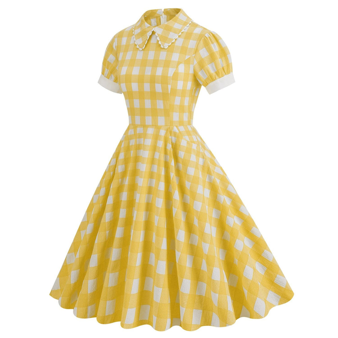 Women Vintage 1950s Cocktail Party Swing Dress 50's 60's Prom Yellow Dresses