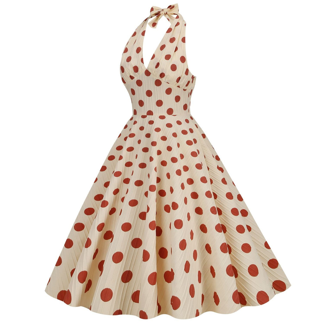 Women Polka Dot 1950s Rockabilly Halter Audrey Dress Retro Swing Dress