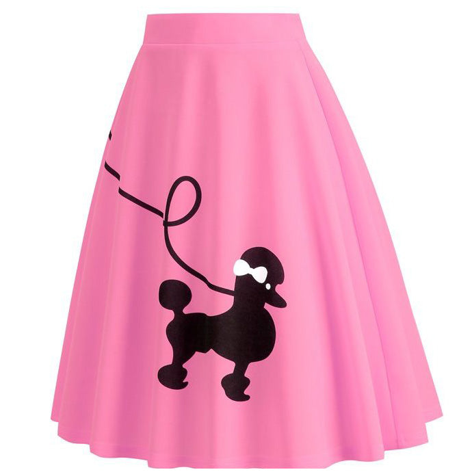 Women's 1950s Adult Poodle Skirt Costume Swing A-Line Pleated Skirt