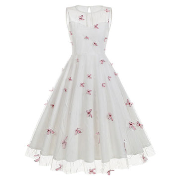Women's 1950s Vintage Dress Butterfly Retro Prom Swing A Line Dress