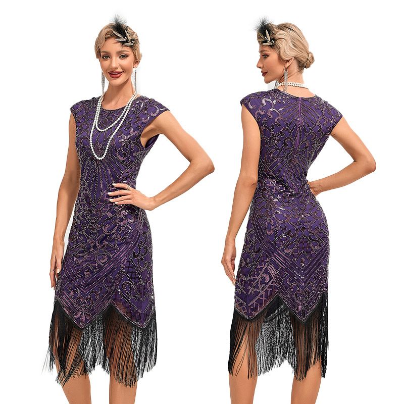 Women's Flapper Dresses 1920s Vintage Beaded Fringed Great Gatsby Dress Roaring 20s