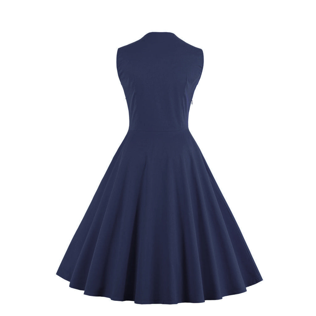 Women's Sleeveless Rockabilly Vintage Flower Cocktail Party Dress