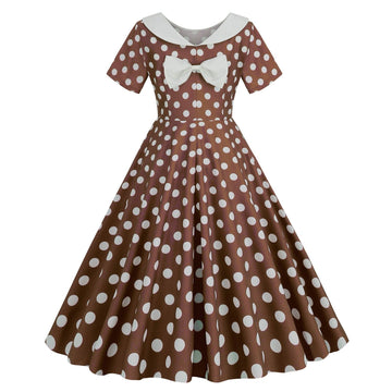 Women's Vintage 1950's Polka Dot Spring Garden Rockabilly Party Cocktail Dress