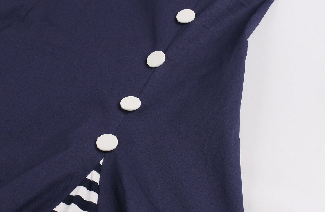 Women's Vintage 50s Navy Floral A-Line Swing Midi Dress