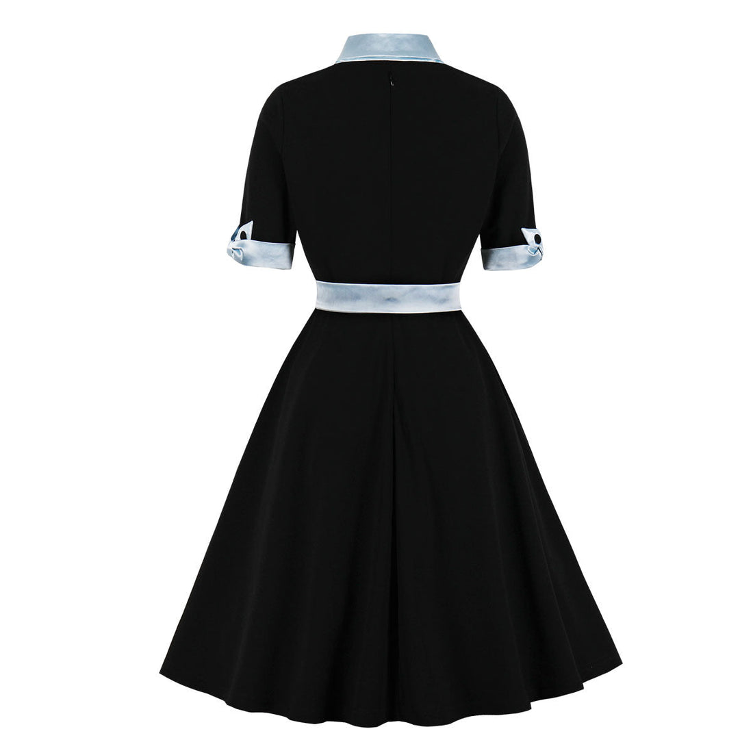 Women's Vintage Short Sleeve A Line Midi Summer Dress with Belt