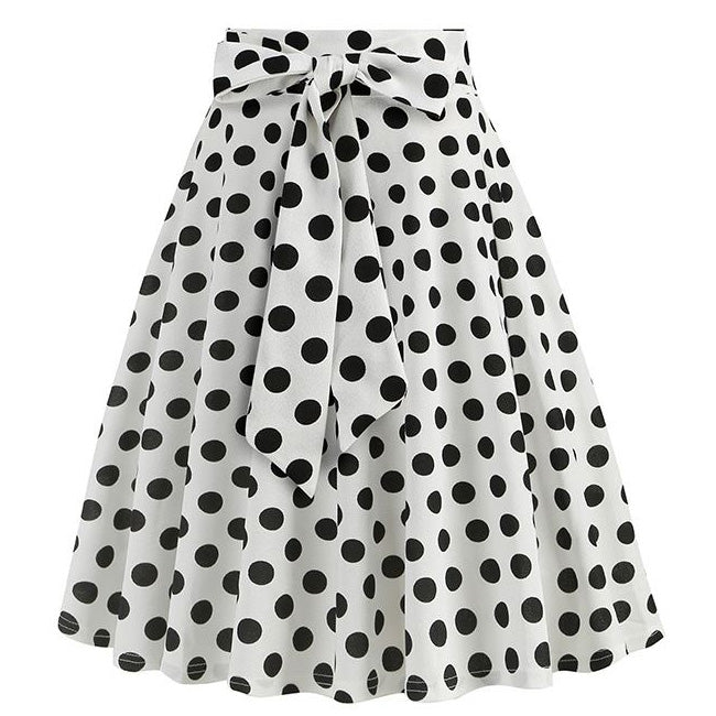 50s Skirts Polka Dot Swing Skirt Stretch Waist Skirts Vintage A-line Flare Skirts