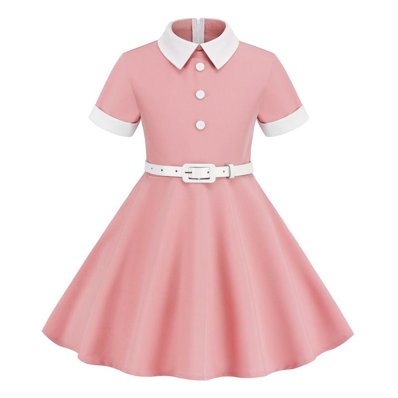 Girls Kids 50s 60s Vintage Rockabilly Swing Dress Party A-line Dresses