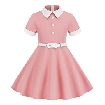 Girls Kids 50s 60s Vintage Rockabilly Swing Dress Party A-line Dresses