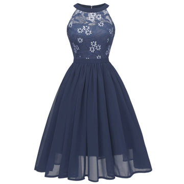 Women Cocktail Halter Lace A-Line Party Vintage Gothic Dresses