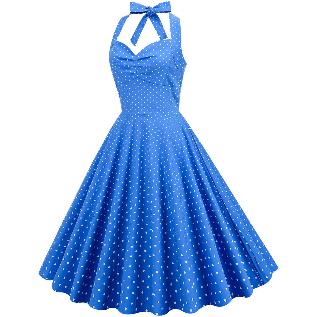 Women Halter Neck A-Line Dress Vintage Sleeveless Party Prom Dress
