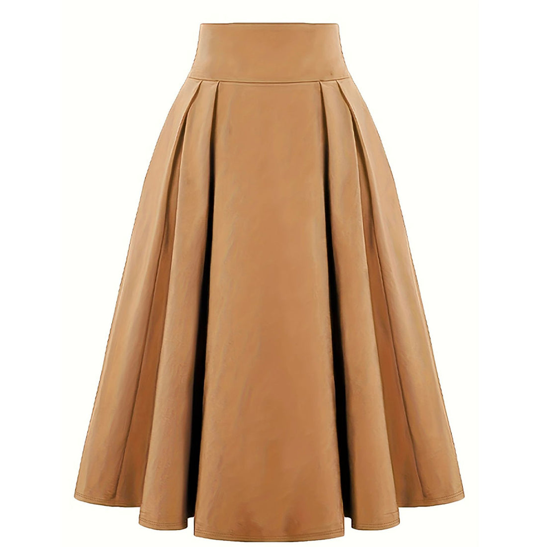 Women Pleated Skirt Retro Button Flare Skirts 50s Rockabilly Skirt