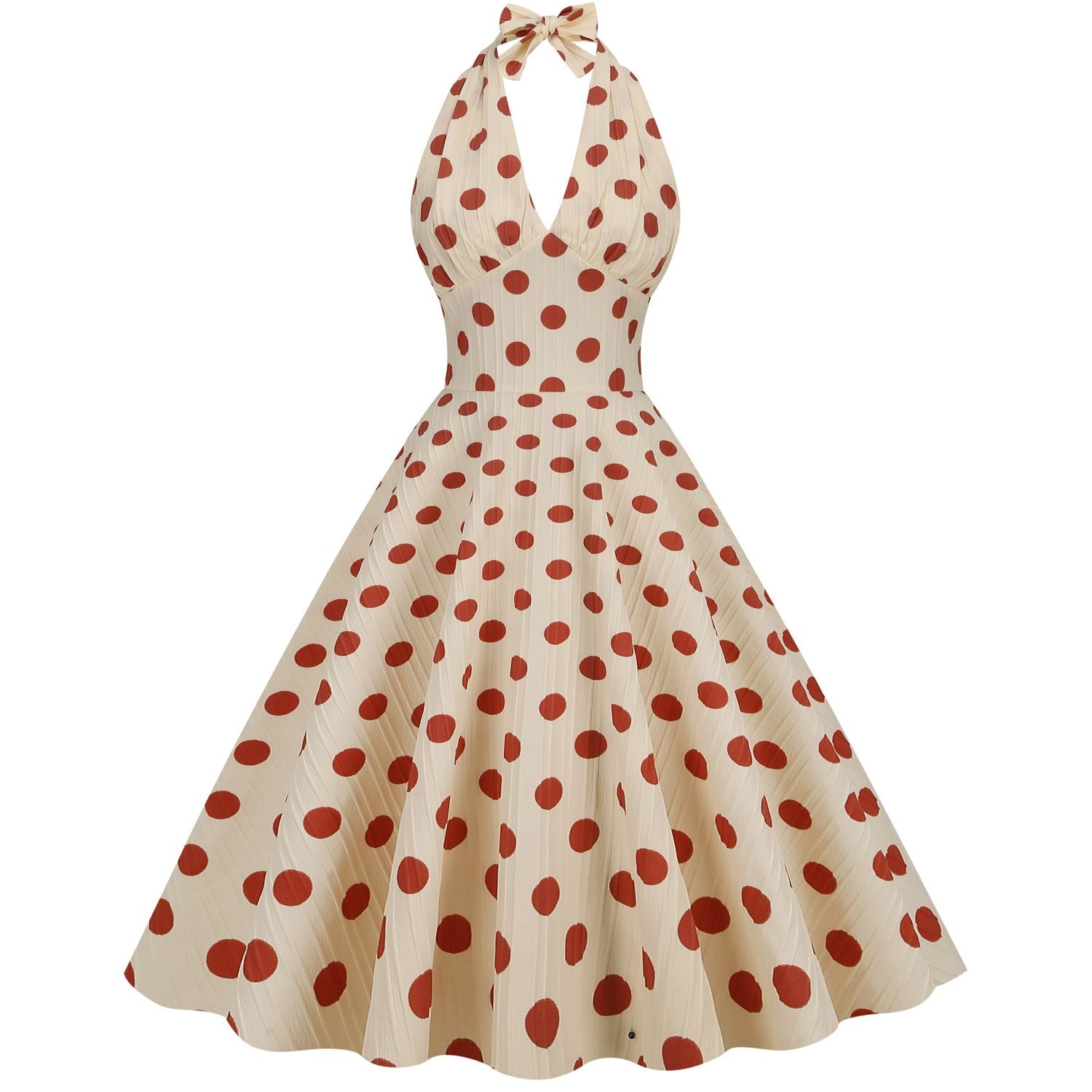 Women Polka Dot 1950s Rockabilly Halter Audrey Dress Retro Swing Dress