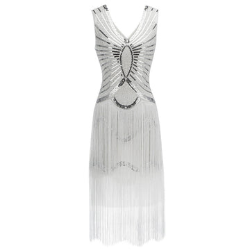 Women's 1920s Flapper Chest Pendant Art Deco Cocktail Fringe Dresses