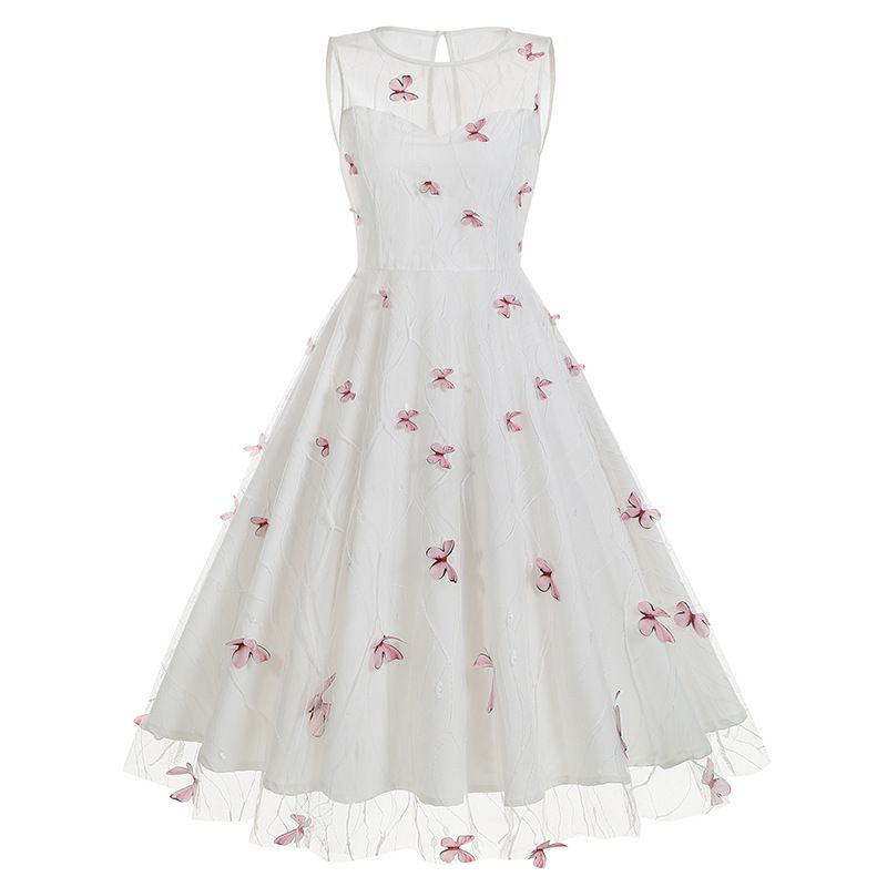 Women's 1950s Vintage Dress Butterfly Retro Prom Swing A Line Dress