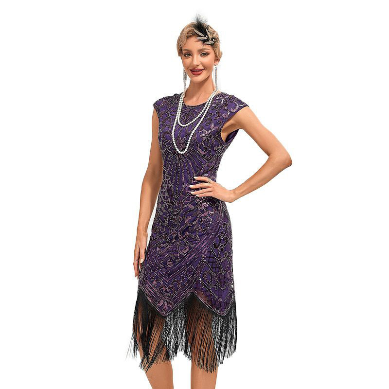 Women's Flapper Dresses 1920s Vintage Beaded Fringed Great Gatsby Dress Roaring 20s