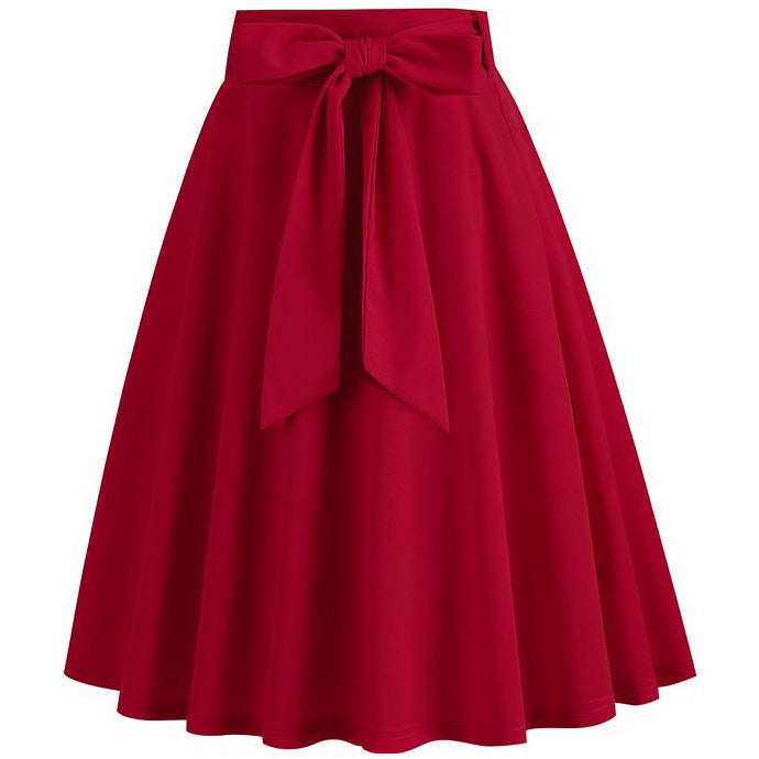 Women's Skirt Summer High Waisted Midi A Line Skirts with Bow