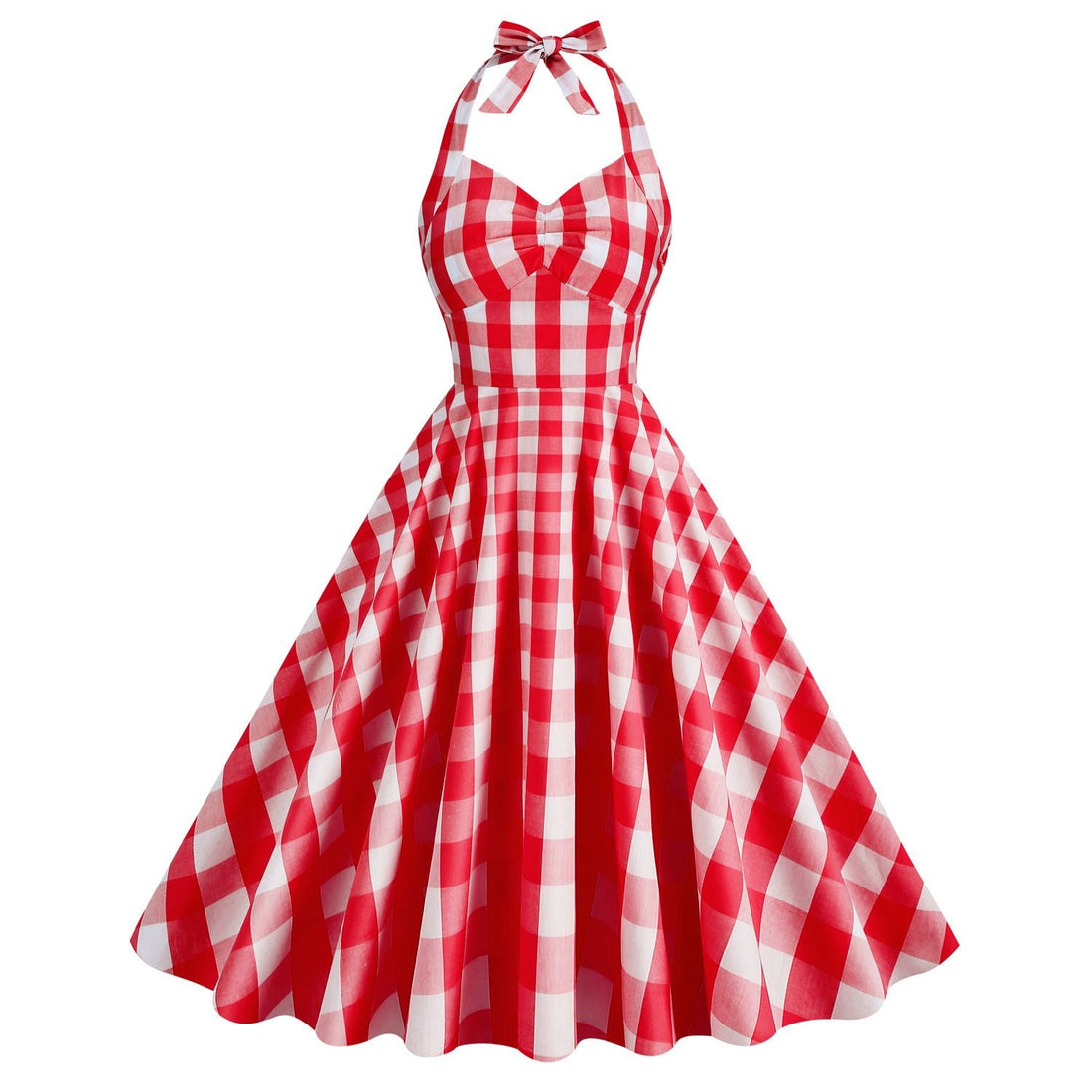 Women's Vintage 1950s Cocktail Halter Retro Formal A-line Midi Dress