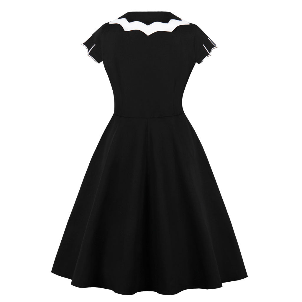Women's Vintage Plus Size Halloween Gothic Bat Swing Dress